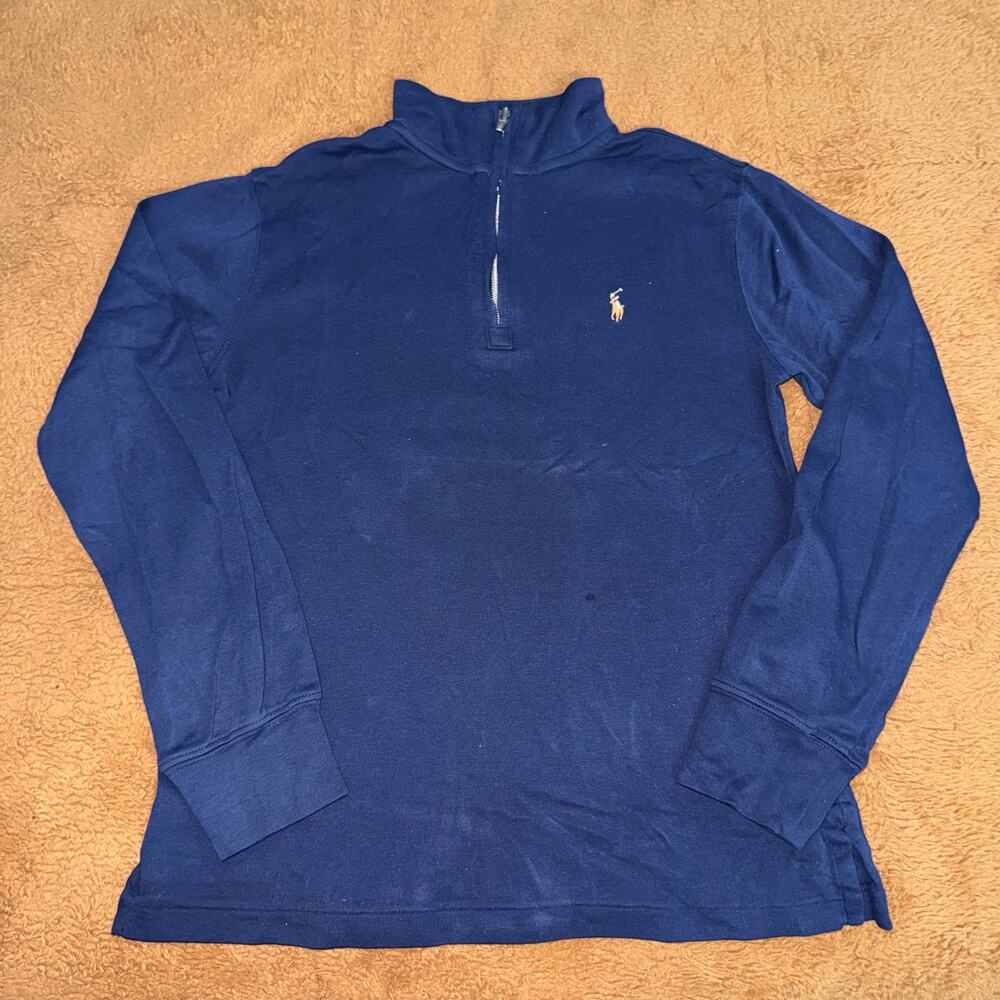 Polo Ralph Lauren Boys Quarter Zip Pullover Navy Blue Size M 10-12